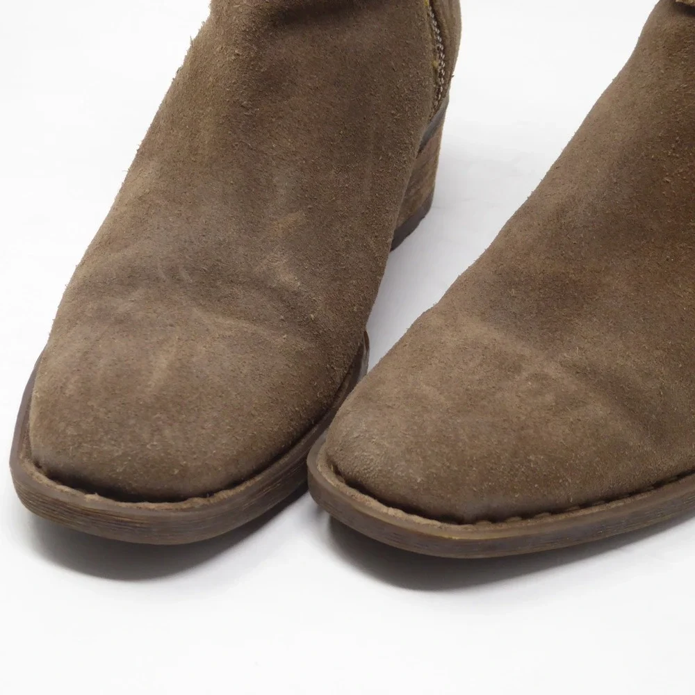 Born Women Morocco Ankle Boots Brown Suede Buckle Strap Block Heel 7